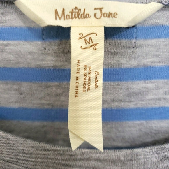🪻BOGO🪻 MATILDA JANE‎ Dress Blue and Gray Stripes Size Med - Picture 8 of 11